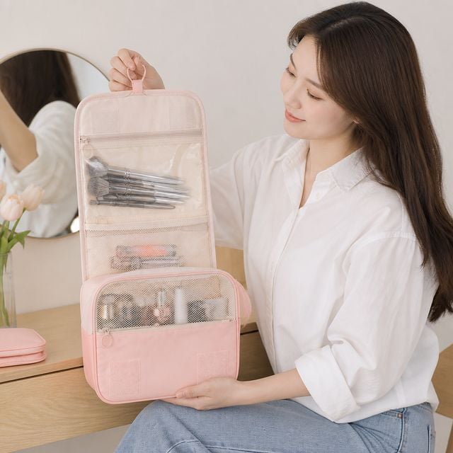 여행용 세면 파우치 방수 화장품 가방 트래블 워시백 메이크업 소품 케이스 - 이미지 1