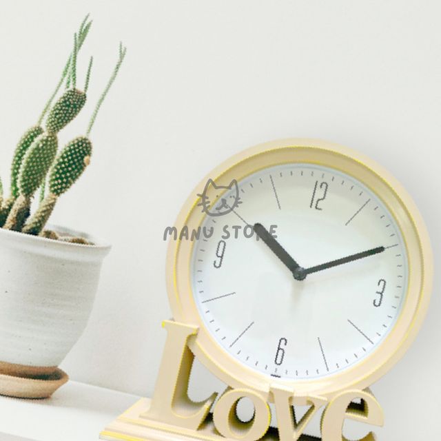 캐릭터탁상시계 탁상알람시계 LOVE 탁상시계 베이지
