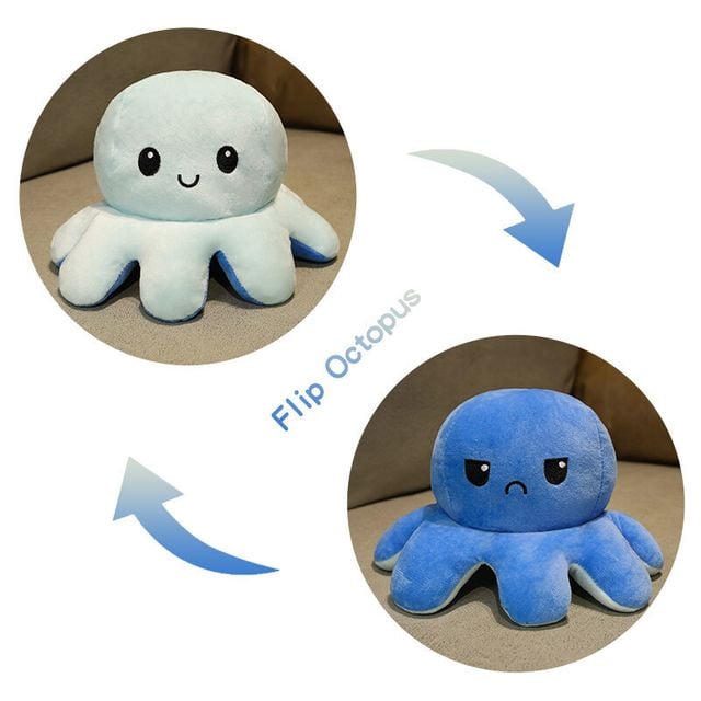 문어 크리 인형 20cm, 양면 플립 봉제 캐릭터 장난감 - 이미지 3