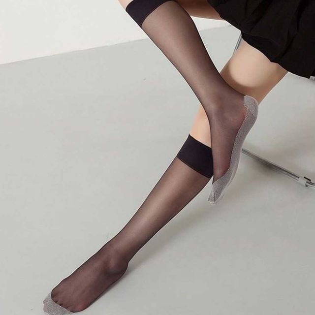 여성 시스루 반스타킹 무릎스타킹 발바닥 마모방지 보강 덧신형 스타킹 여름 얇은 스타킹 양말