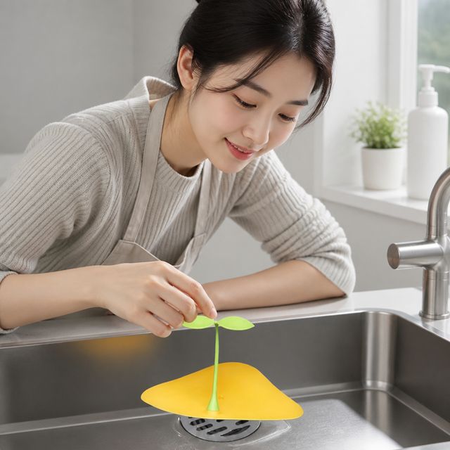 싱크대 배수구 트랩 실리콘 새싹 모양 화장실 하수구 악취 방지