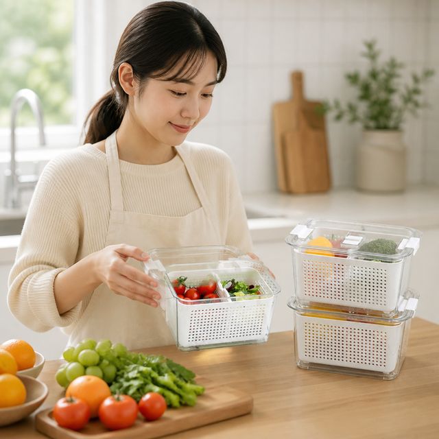 냉장고 야채 과일 식재료 통 플라스틱 보관 용기 정리함