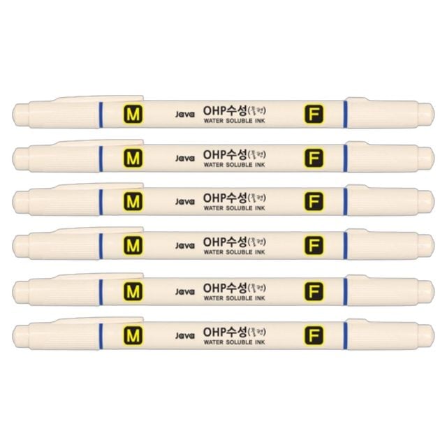 자바펜 OHP 수성 마카 MF 낱개 6자루 미술 마커 물펜 드로잉 유리 비닐