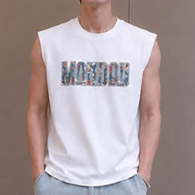 남성 감성 레터링 나시티 1P 넉넉한 암홀 루즈핏 민소매 슬리브리스 티셔츠