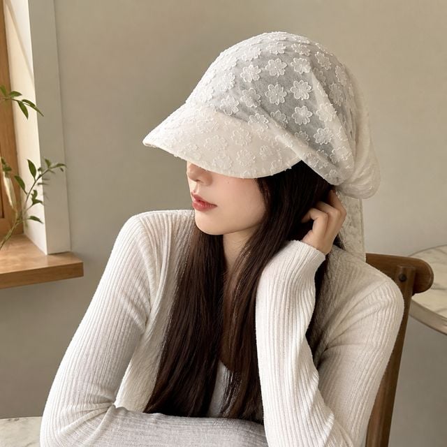 플라워 패턴 보넷 캡 모자 시스루 볼캡 헤어 두건 반다나 여성 데일리 - 이미지 1