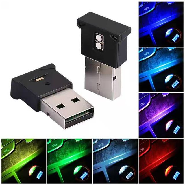 미니 USB RGB 엠비언트 라이트 2LED 자동차 인테리어