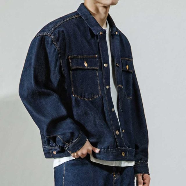 남성 오버핏 데님 트러커 자켓 간절기 청자켓