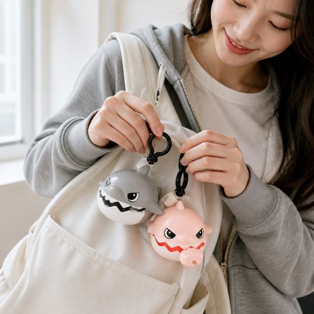 상어 캐릭터 백참 액세서리 가방 1P 열쇠고리 꾸미기 소품 - 이미지 1