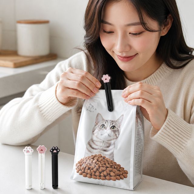 고양이 사료 간식 봉투 밀봉 클립 6P 식료품 보관 집게