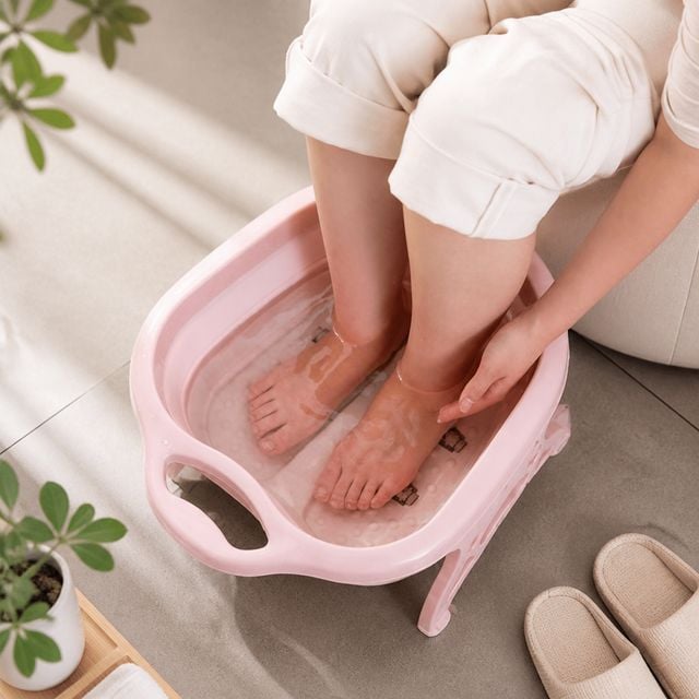 지압 롤러 발마사지기 접이식 족욕통 보관 편리한 족탕기 바스켓