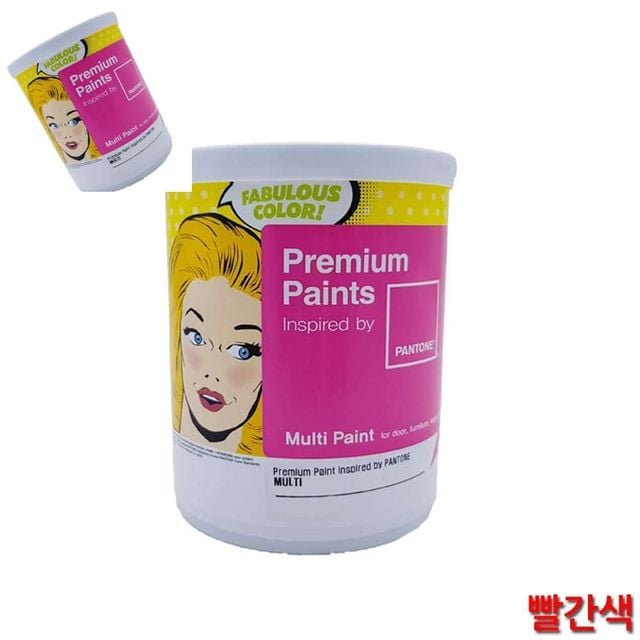 멀티용 무광 수성 페인트 빨간색 1L 4종 택1 수성페인트내부용 내부용수성페인트 실내페인트 실내용페인트