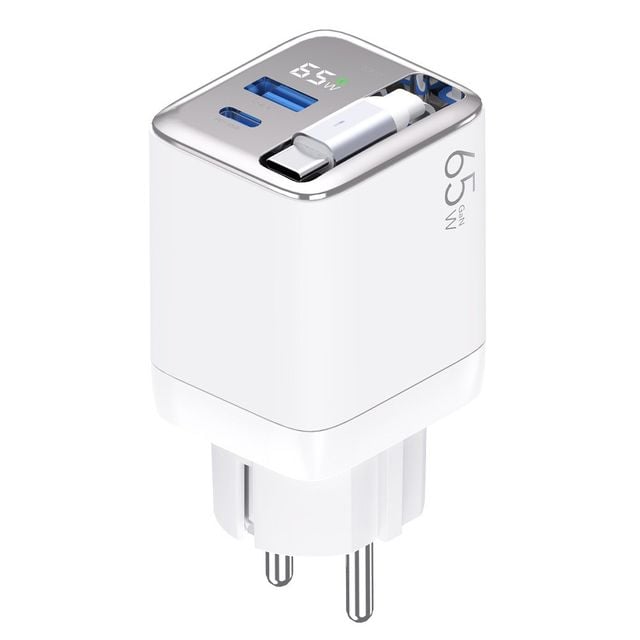 베온 가정용고속충전기 65W 일체형 릴케이블 초고속 접지형 충전기 NM-RC-AC65W - 이미지 1