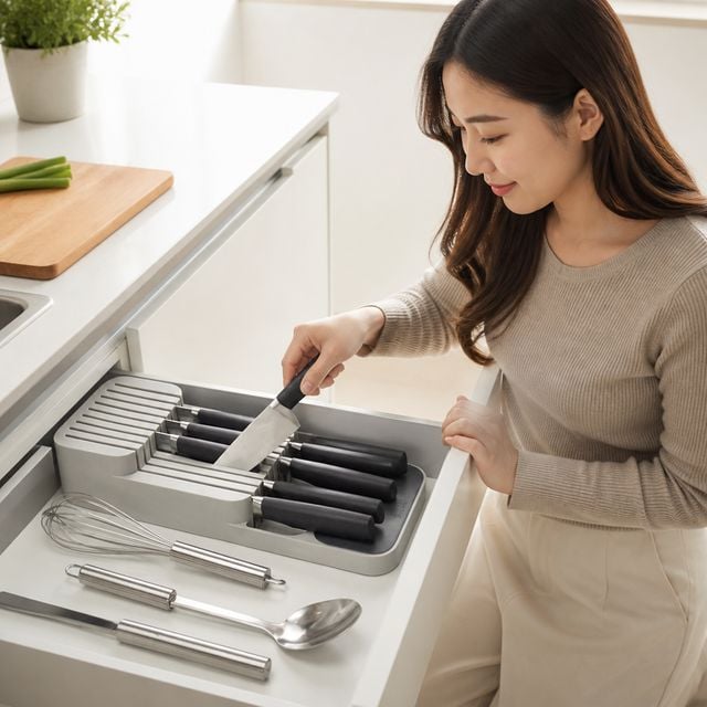 싱크대 서랍 칼보관함 주방 칼꽂이 수납 정리대 나이프 거치대 - 이미지 1
