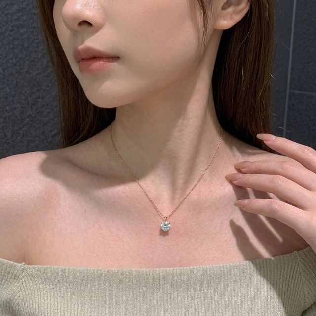 국내제작 로즈골드 실버 큐빅 펜던트 여성 데일리 심플 포인트 목걸이