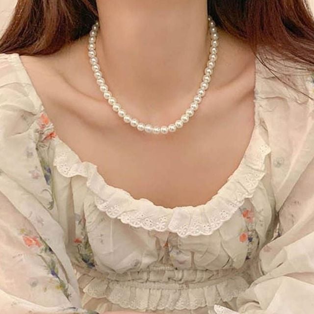 진주목걸이 캐주얼 레이어드 기념일 고퀄마감 7미리 레이어드목걸이