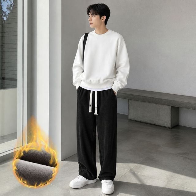 남성 겨울 코듀로이 기모 바지 골덴 밴딩 트레이닝 팬츠 데일리룩 의류 - 이미지 1