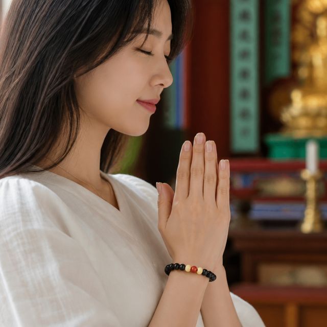 기도용 손목 염주 불교 액운 막는 부적 팔찌 액세서리