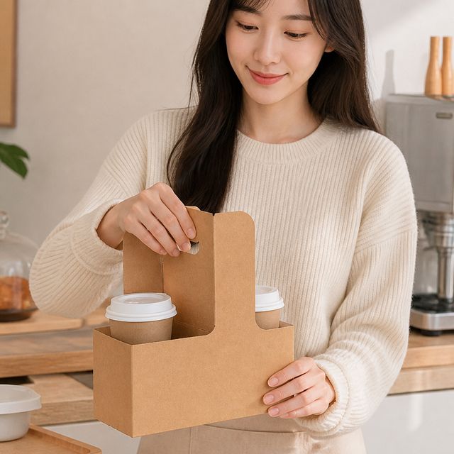 테이크아웃 홀더 커피 캐리어 일회용 음료 포장재 - 이미지 1