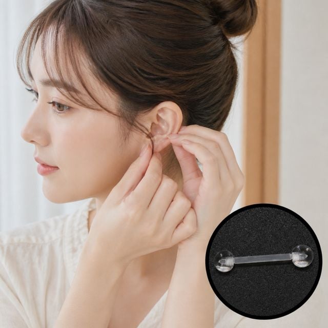 아크릴 투명 볼 연골 귓볼 코 귀걸이 인터널 얇은 남자 살튀 방지