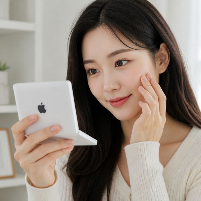 화이트 미니 거울 접이식 메이크업 손거울 휴대용 화장 - 이미지 1