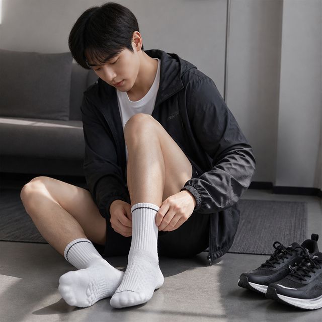 스포츠 발바닥 엠보싱 두꺼운 양말 러닝 운동 남성양말 - 이미지 1