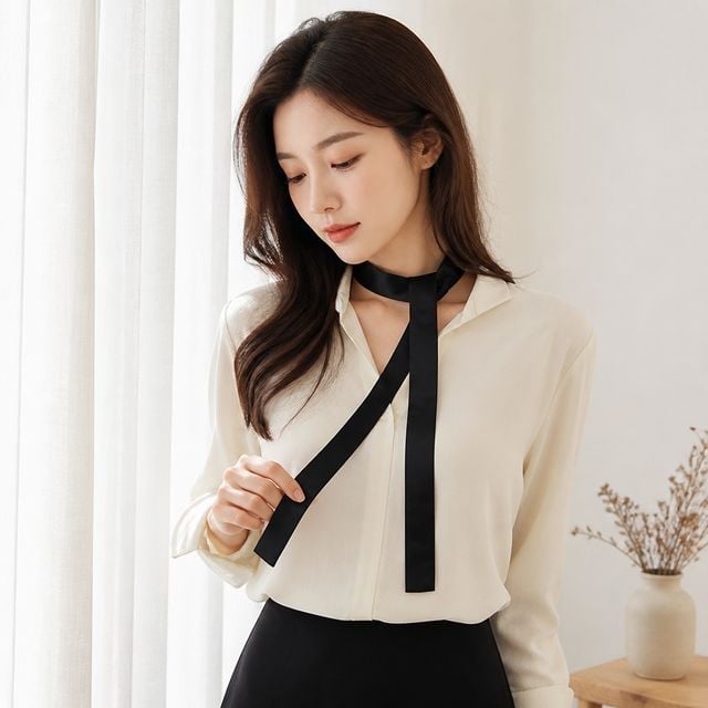 쁘띠 머플러 목도리 여성 긴 목걸이형 슬림 스카프