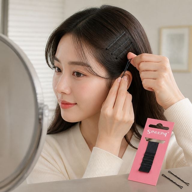 블랙 헤어핀 10개 세트, 물결 실핀 머리 고정 핀 - 이미지 1