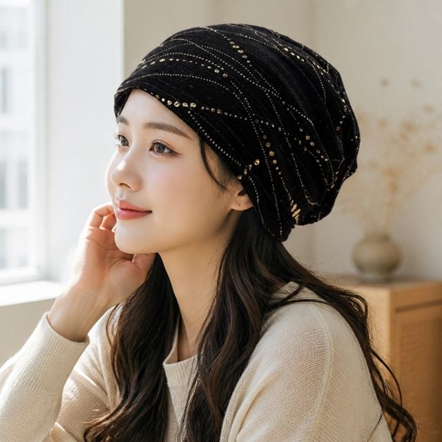 모자 비니 꽃무늬 패턴 6color 중년 여성 얇은 소재 두건 - 이미지 1