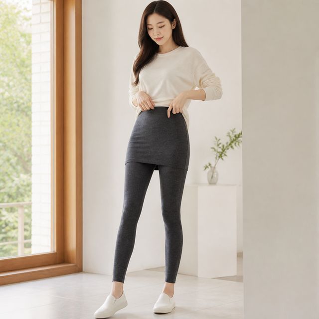 여성 스판 치마레깅스 사계절 데일리룩 - 이미지 1