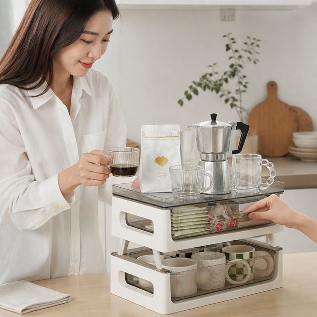 커피캡슐 정리함 보관대 티백 간식 수납함 싱크대 탕비실 선반 정리대 - 이미지 1