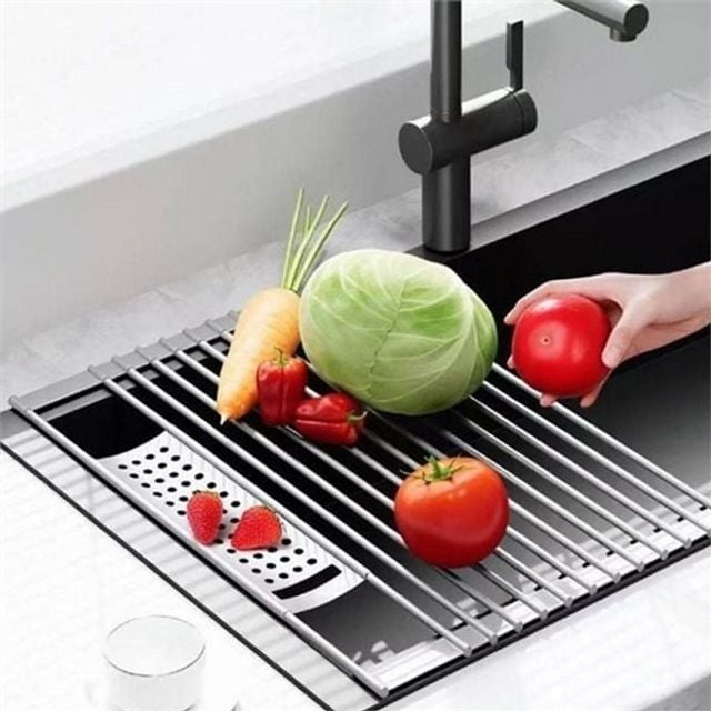 싱크대 식기 건조대 싱크대 상판 건조대 스텐레스 이동식 물빠짐 다용도 정리대 설거지 거치대 세척망 채반