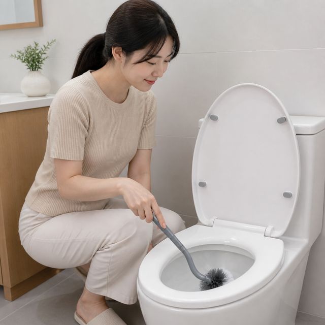 변기청소솔 욕실 화장실 휘어진 변기세척 커브 변기솔