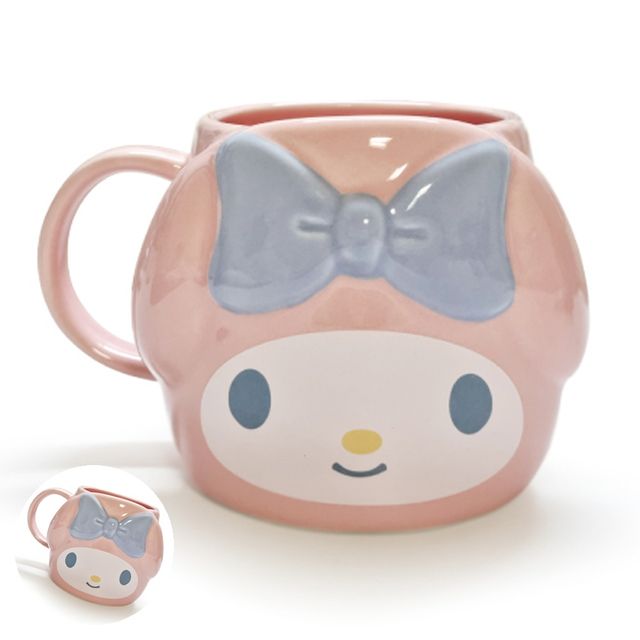 유아머그컵 휴대용머그컵 머그컵 마이멜로디 도기 입체 예쁜머그컵 390ml