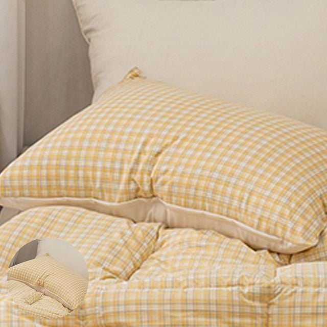 교체베개커버 데일리베개커버 쿠키체크 소프트마이크로 베개커버 50x70cm 옐로우 베개솜 별매