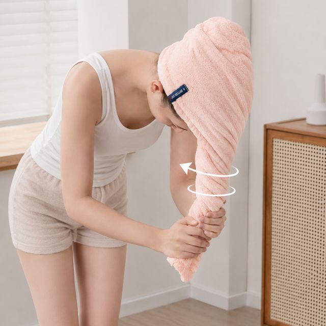 베넬라 머리수건 헤어 타올 터번 긴머리 드라이 타월 머릿 말리는 여성 여자 여아 여자아이 샤워 - 이미지 3