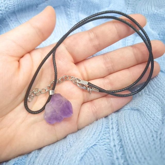 보라색 자수정 석 목걸이 팬던트 퍼플 스톤 탄생석 커플목걸이 기념품 탄생석목걸이 자수정목걸이 빈티지