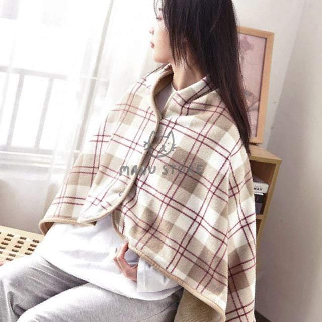 차박 중고등학생 망토 담요 100x140cm 브라운 레드