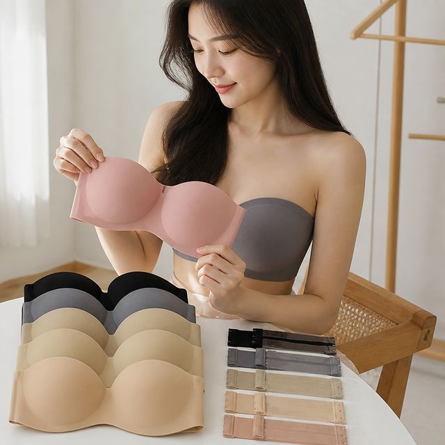 여성 튜브탑 와이어리스 심리스 속옷 이너웨어 홑겹 노와이어 보정브라