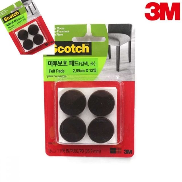 3M 스카치 마루보호패드 원형 갈색 소형 SP850-NA 3m마루보호패드 의자소음방지 소음방지패드 스카치마루보