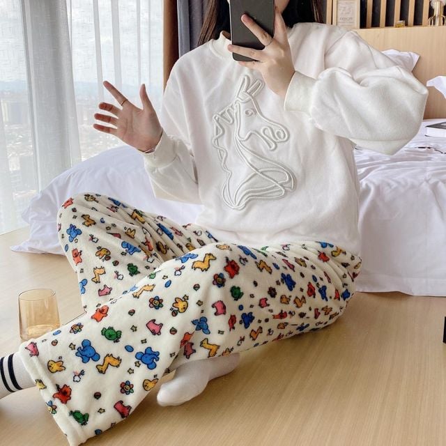 라운드넥 루즈핏 잠옷 홈웨어 여자잠옷 여성 여성잠옷 파자마팬츠 여자파자마바지 홈웨어반