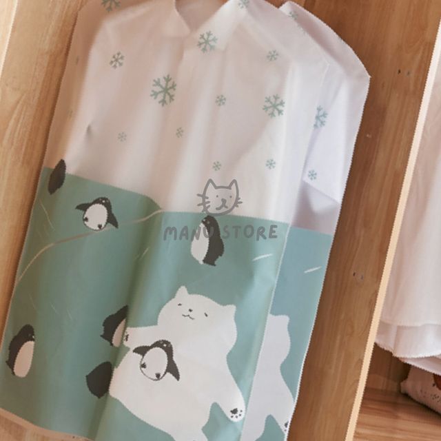옷행거커버 비닐커버 반투명 옷커버 2p세트 북극곰 60x90cm