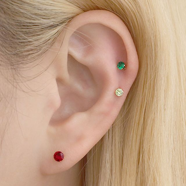 14K 골드필드 컬러 큐빅 3mm 피어싱 (한쪽판매) 1+1 - 이미지 5