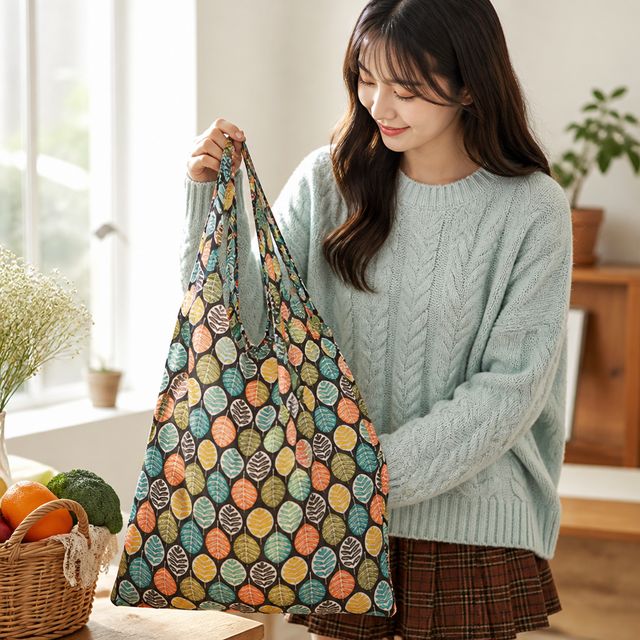 패턴 디자인 접는 쇼핑백 휴대용 마트 장바구니 미니 에코백