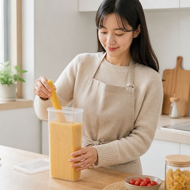 보관함 투명 밀폐용기 스파게티 국수 건면 정리통 주방 식재료 케이스
