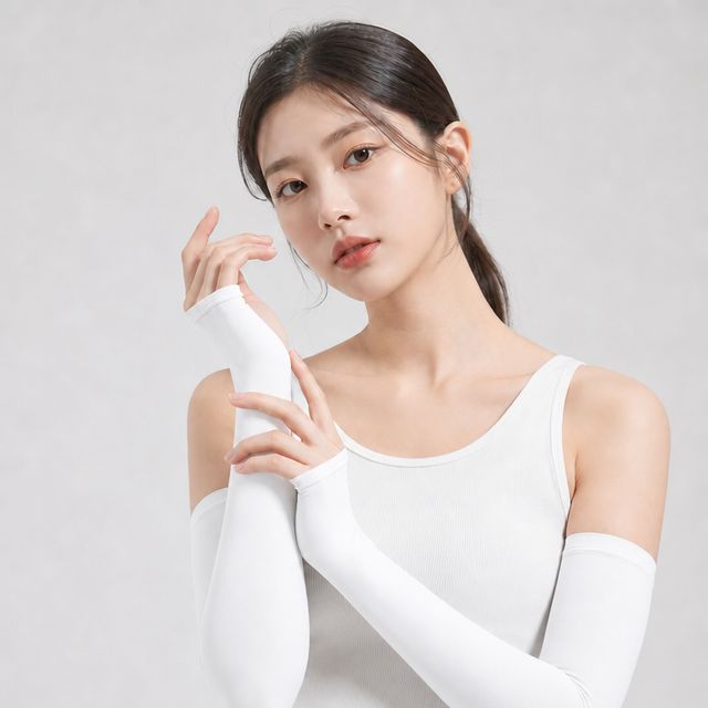 여성 골프 심리스 쿨토시 자외선차단 UPF50+ 냉감 팔토시 남여 공용 - 이미지 5