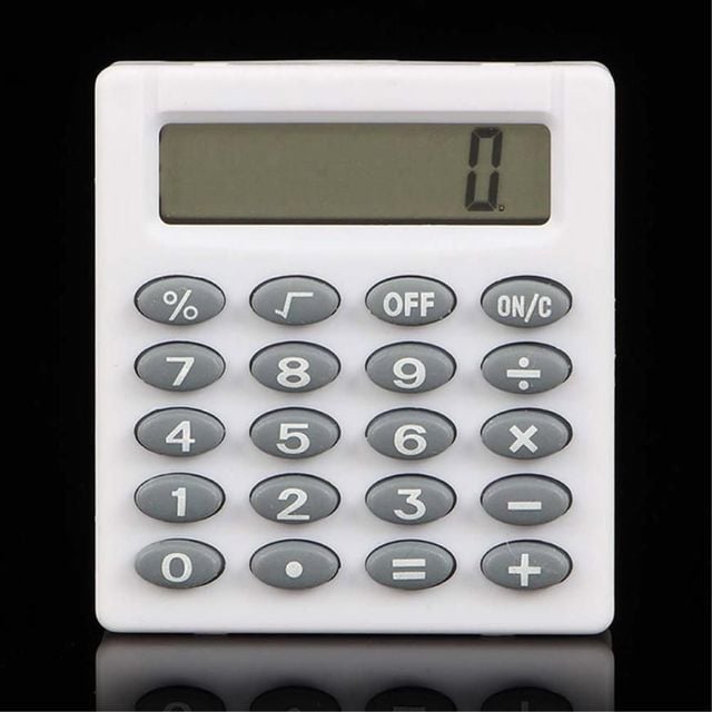 8자리 전자계산기 5p 화이트 4.5x5x0.8cm