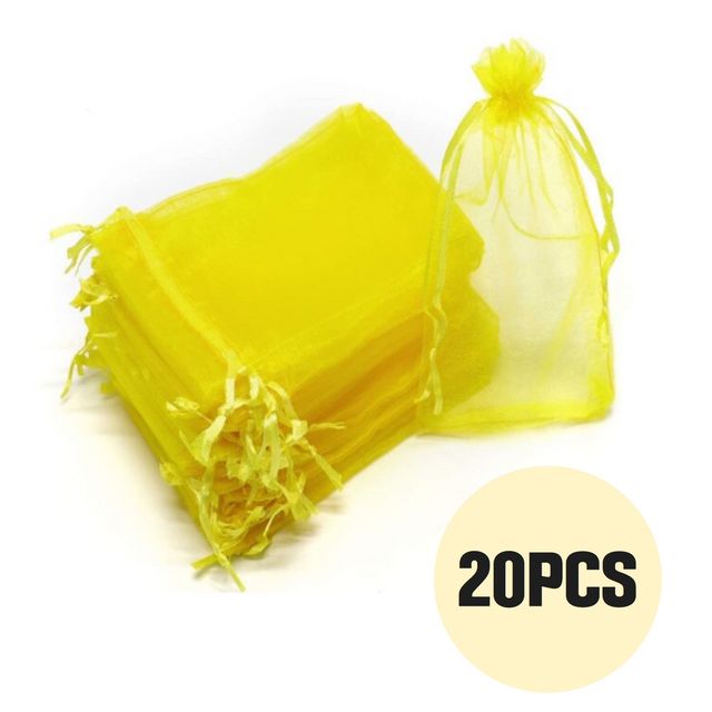 해충방지 과일 야채보호 S 20PCS 옐로우 메쉬주머니