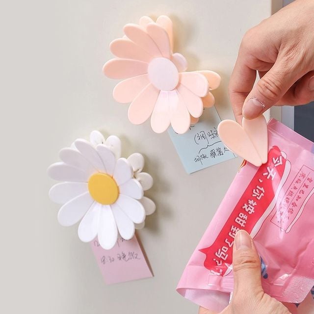 과자 빵 시리얼 봉지 밀봉 관리 데이지꽃 예쁜 자석 집게 6P