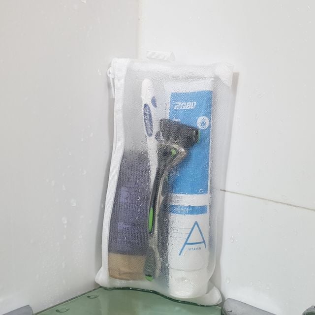 P1 투명 망사 메쉬필통 파우치 대형 화이트