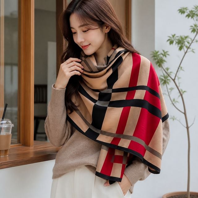 비스코스 면 남녀공용 롱 스카프 데일리 머플러 대형 목도리